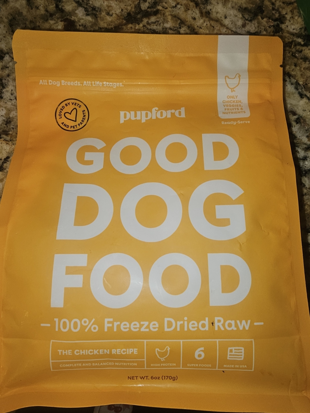 Ford Yellow Pupford Good Dog Food Freeze-Dried Raw Bag